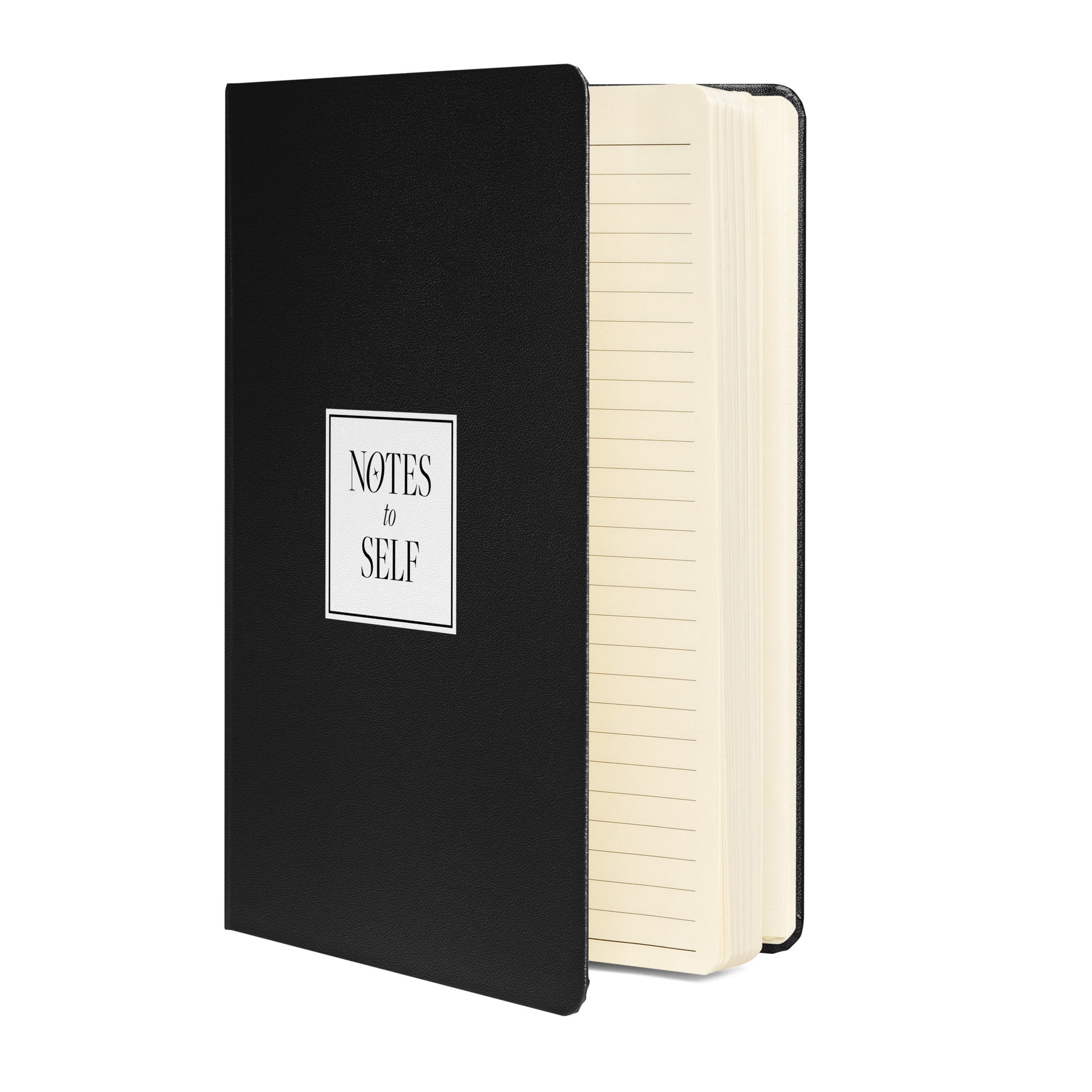 Black journal with words "notes to self" on it